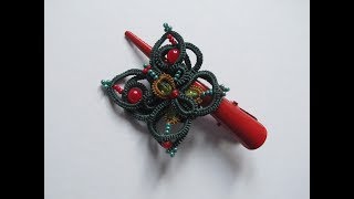 Заколка "Бабочка"  .Многослойное фриволите .1 часть