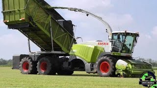 Claas Jaguar 960 Bunker forage Havester / Fieldshuttle mit PU 380 beim Gras häckseln 2015