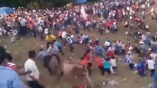 Decenas de personas son embestidas por una vaca