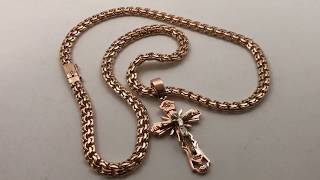 Золотая цепочка БИСМАРК с православным крестом. Gold Bismark