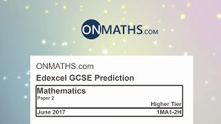 2017 Edexcel Paper 2 Predicted Higher Maths GCSE Paper for Calculator Exam 1MA1/2H