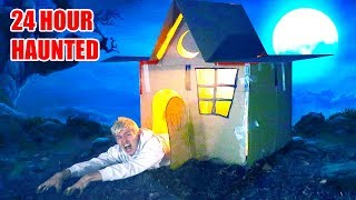 24 HOUR HAUNTED BOX FORT!! ? ?