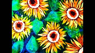 Making of Sunflowers Batik Scarf Timelapse/ Горячий батик Таймлапс