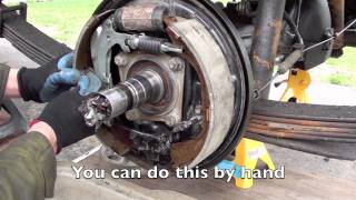 Land Cruiser rear brake service, shoes, drum, emergency brake adjustment