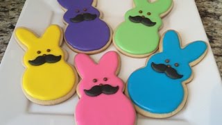 Easter Bunny Peep With A Mustache Cookies(How To)