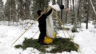 Packing Tent & Woodstove: Part 6 Solo Hot Tent Trip, Mid Feb, 2016