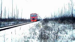 Ноябрьская Зима, Электропоезд ЭД4М 0237 - Электрогорск, перегон, Электрогорск, пл. 14 км, Ковригино