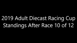 2019 Adult Diecast Racing Cup Standings After Race 10 of 12