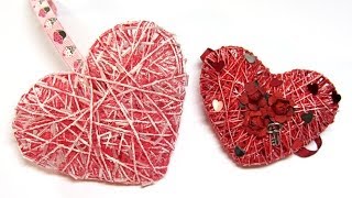 Como hacer corazones 3D de hilo o cordón. Hearts 3D yarn or cord.