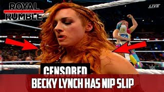 BECKY LYNCH HAS A NIP SLIP AT ROYAL RUMBLE (WWE ROYAL RUMBLE 2019 RESULTS)