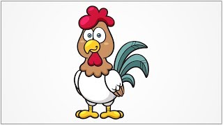 how to draw a rooster for kids