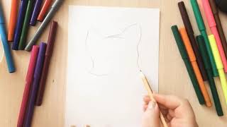 Как нарисовать кошку. Урок рисования для детей. Рисуем вместе. Drawing. Art.