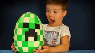 Giant Minecraft Surprise Egg Creeper Head. Майнкрафт Огромное Яйцо с Сюрпризом на русском языке.