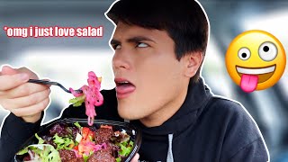 Greek Salad W/ Falafel , & Hummus Vegetable Appetizer Plate 먹방 MUKBANG • Eating Show