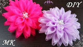 ЦВЕТЫ-БАНТЫ ✿ ИЗ ОРГАНЗЫ. Organza Bows. Kanzashi МК/DIY