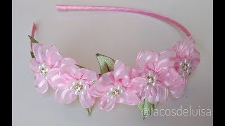 ?Tiara mini Flor de Organza/satin flower/organza flower?