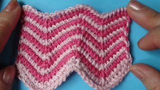 Зигзаг крючком Узор тунисского вязания  20
