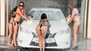 Бикини мойка девушки моющие авто! Sexy girls TWERK  Car wash girls HD!