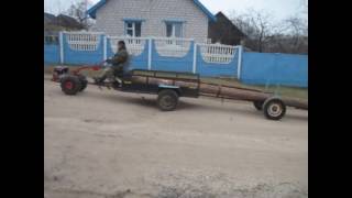 МТЗ РУЛИТ!!! Перевозка длинномерного груза на мотоблоке МТЗ Видео