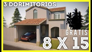 CASA DE 8 X 15 METROS ESTILO CALIFORNIANO | HOUSE PLANS 8 X 15 METERS CALIFORNIAN STYLE