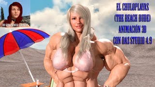 El chulo playas  the beach dude Female muscle growth animation