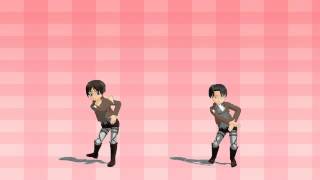 [ 進撃の巨人 MMD ] ハッピーシンセサイザー [ちび!エレンとリーバイ]