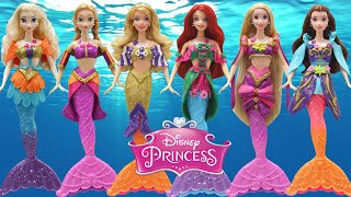 Play Doh Dresses Disney Princesses Elsa Anna Rapunzel Belle Aurora Ariel MERMAIDS