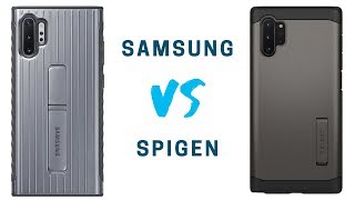 Samsung Rugged Protective Cover vs Spigen Tough Armor Case | Kickstand Case Comparison - Note 10+