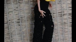 Как связать черные штаны для куклы Монстер Хай. How to tie a pants for  dolls.