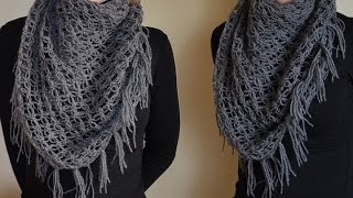 ♦ Бактус, шаль из соломоновых петель крючком • ellej