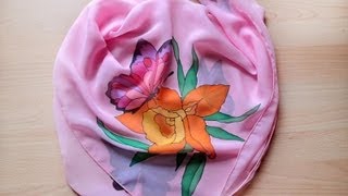 Роспись платка. Painted scarf.