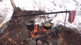Утиная охота. Шулюм из утки в лесной избе.