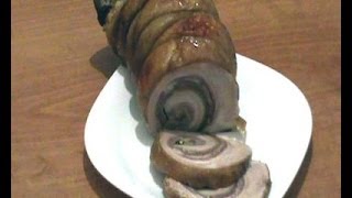 Рулет из свиной брюшины./Pork peritoneum roll.
