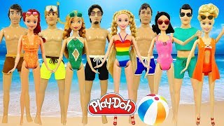 DIY Making Play Doh Beachwear for Disney Princess Couples