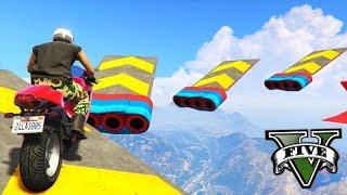 GTA V Online: SKILL TEST dos PULOS PERIGOSOS COM MOTO!!!