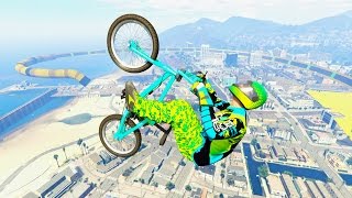 GTA 5 BMX Rail Grind Long Wallride and Halfpipe Stunt Race