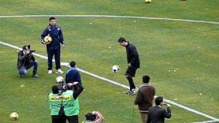 Cristiano Ronaldo kicks the ball in Uzbekistan