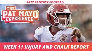 2017 Fantasy Football - Week 11 NFL Injury Report & DraftKings Milly Maker Chalk Picks and Pivots