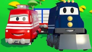 Carl der Transformer Truck und Der Zug in Car City | Auto und Lastwagen Bau Cartoons (für Kinder)