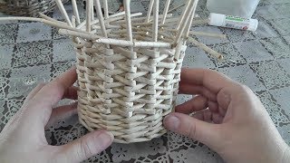 Японское послойное плетение из газетных трубочек