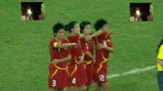 Women's football. Boob shot.
