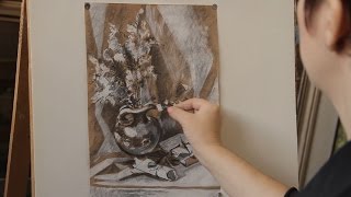 «Уроки рисования». Белая гуашь и уголь (13.11.2015)