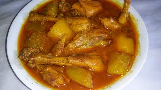 "পেঁপে আলু দিয়ে দেশী মুরগির ঝোল রান্নার রেসিপি"।।Chicken with potato and papaya receipe in bangla