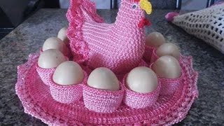 Cesta Porta Huevos Tejido a Crochet Ganchillo -  Canasta