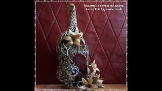 Павлин на клетке из джута, в технике джутовая филигрань 2018 своими руками/#evadusheva. jutecraft