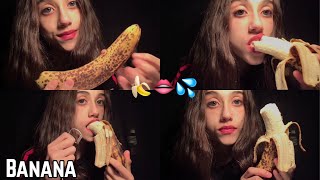 Asmr Eating Banana and Sucking/Comiendo Plátano/Mukbang-Tapping-Eating sounds-Hand sounds Up Close
