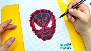 Человек-паук: Через вселенные ! РИСУНКИ ПО КЛЕТОЧКАМ ! PIXEL ART How to Draw Spiderman Spider-Verse