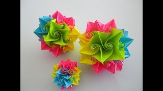 Flower ball made of paper / Blütenball aus Papier. Origami.