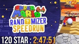 Super Mario 64 Randomizer 120 Star Speedrun in 2:47:51 (Random Seed)