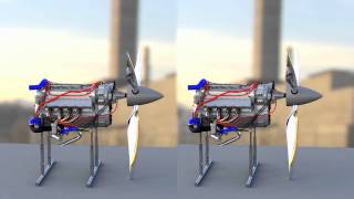 3D cross eye of Diamond DA42 aircraft engine